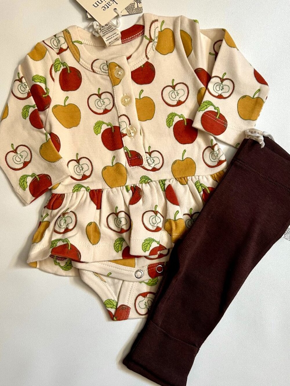 NWT Kate Quinn 0-3M Fall Apple Outfit Set Bodysuit Leggings Harvest